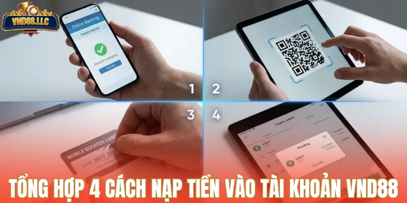 Tổng hợp 4 cách nạp tiền vào tài khoản VND88